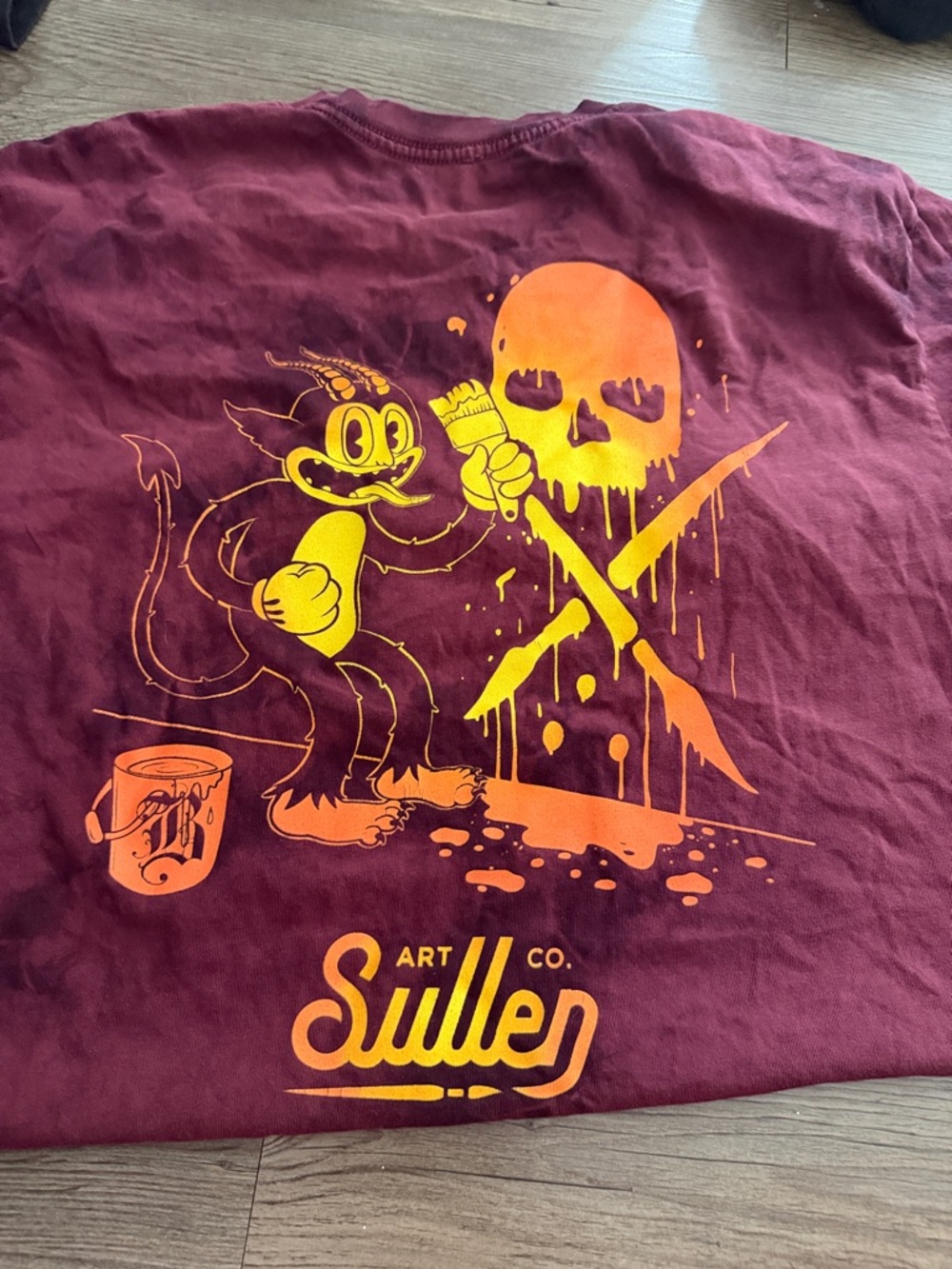Sullen Art Co. Men's Short Sleeve Graphic Tee - Maroon/Orange